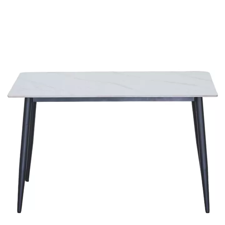 Τραπέζι Τραπεζαρίας ArteLibre VENSHIRE Λευκό Μάρμαρο/Μαύρο Κεραμικό/Μέταλλο 121x72x73cm
