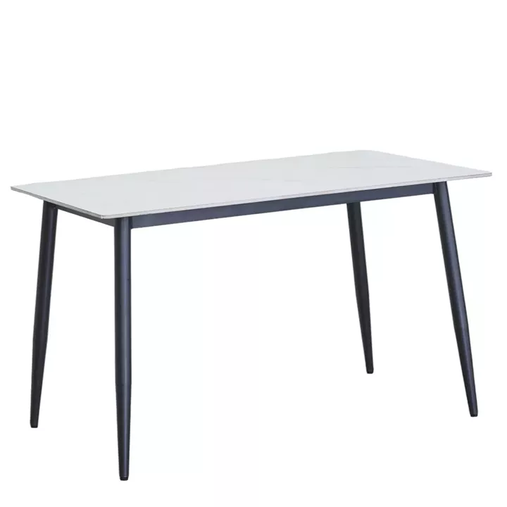 Τραπέζι Τραπεζαρίας ArteLibre VENSHIRE Λευκό Μάρμαρο/Μαύρο Κεραμικό/Μέταλλο 121x72x73cm