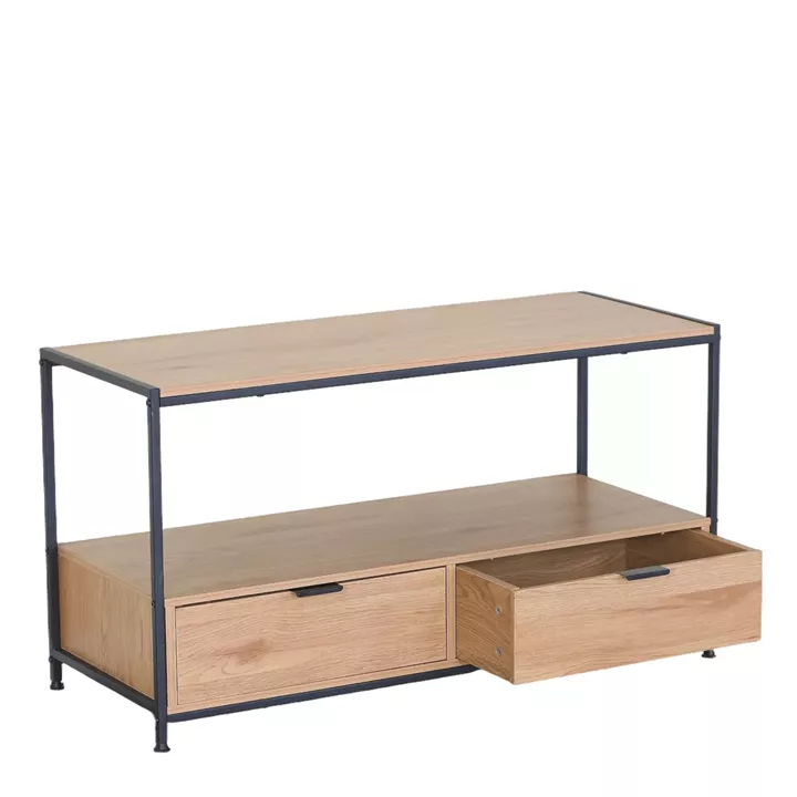 Τραπεζάκι Σαλονιού ArteLibre WEXLEY Δρυς/Μαύρο Μοριοσανίδα/Μέταλλο 100x40x50cm