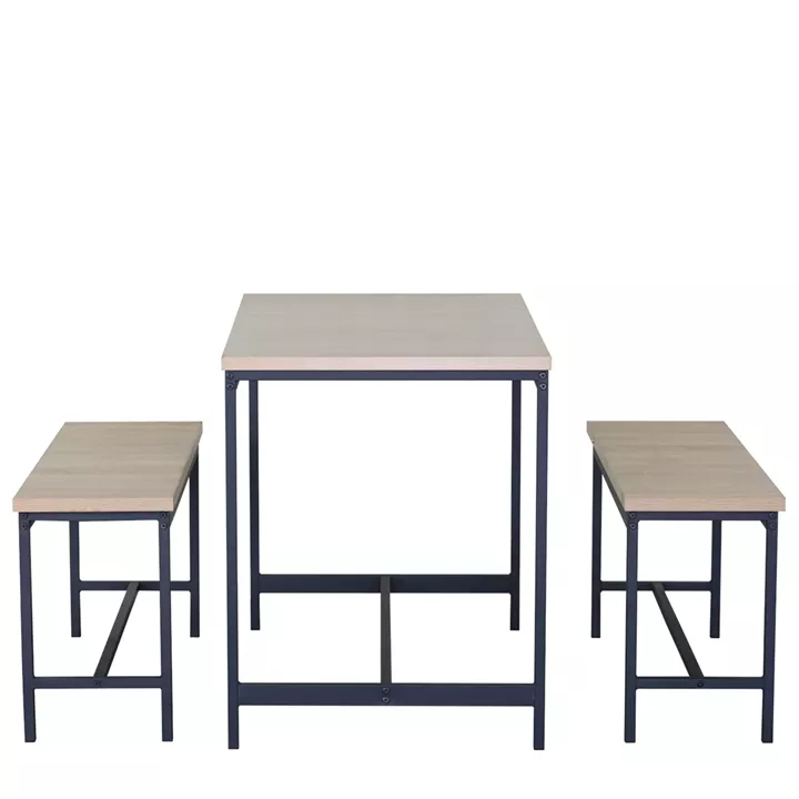 Σετ Τραπεζαρία (2+1) ArteLibre CARRISTON Δρυς/Μαύρο Μοριοσανίδα/Μέταλλο 110x60x75cm