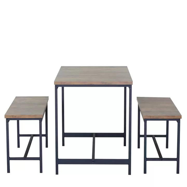 Σετ Τραπεζαρία (2+1) ArteLibre DRAYCOTT Καφέ/Μαύρο Μοριοσανίδα/Μέταλλο 110x60x75cm