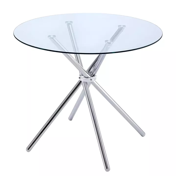 Τραπέζι Τραπεζαρίας ArteLibre PHLAX Διάφανο/Χρώμιο Γυαλί/Μέταλλο Φ120x74cm