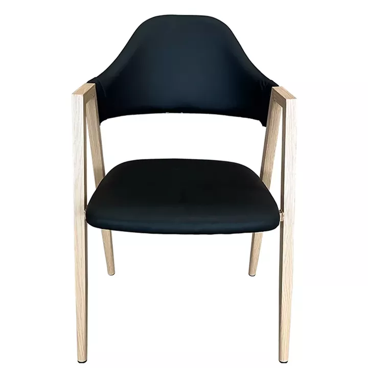 Καρέκλα Τραπεζαρίας ArteLibre SOLANA Μαύρο/Φυσικό PU/Μέταλλο 51x51x81cm