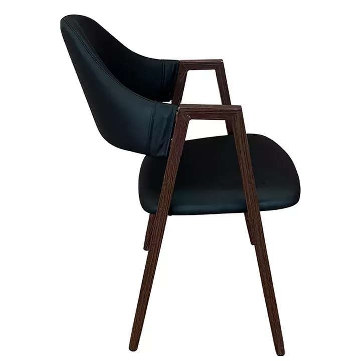 Καρέκλα Τραπεζαρίας ArteLibre SOLANA Μαύρο/Καρυδί PU/Μέταλλο 51x51x81cm