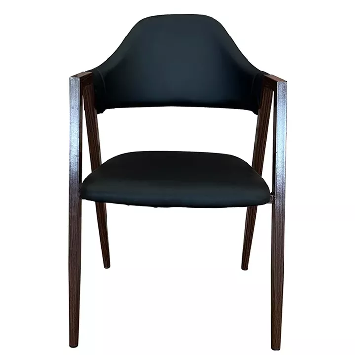 Καρέκλα Τραπεζαρίας ArteLibre SOLANA Μαύρο/Καρυδί PU/Μέταλλο 51x51x81cm