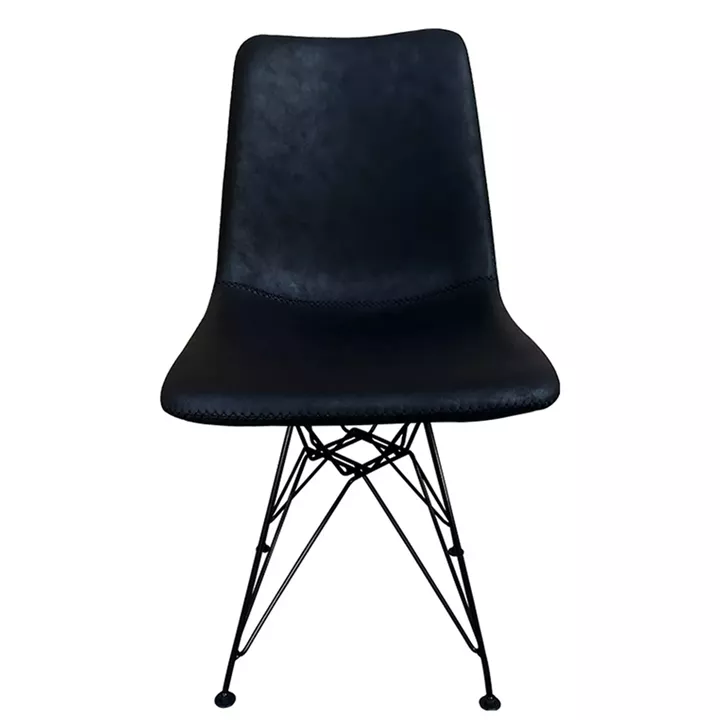 Καρέκλα Τραπεζαρίας ArteLibre SELVA Vintage Μαύρο PU/Μέταλλο 43x57x81cm