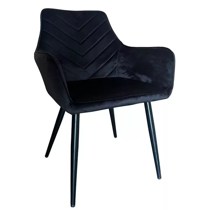 Καρέκλα Τραπεζαρίας ArteLibre FLORITA Μαύρο Βελούδο/Μέταλλο 55x57x84cm