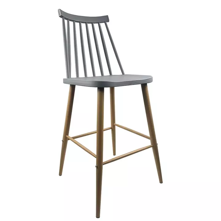 Σκαμπό Bar ArteLibre MARANTA Γκρι/Φυσικό PP/Μέταλλο 45x46x97cm