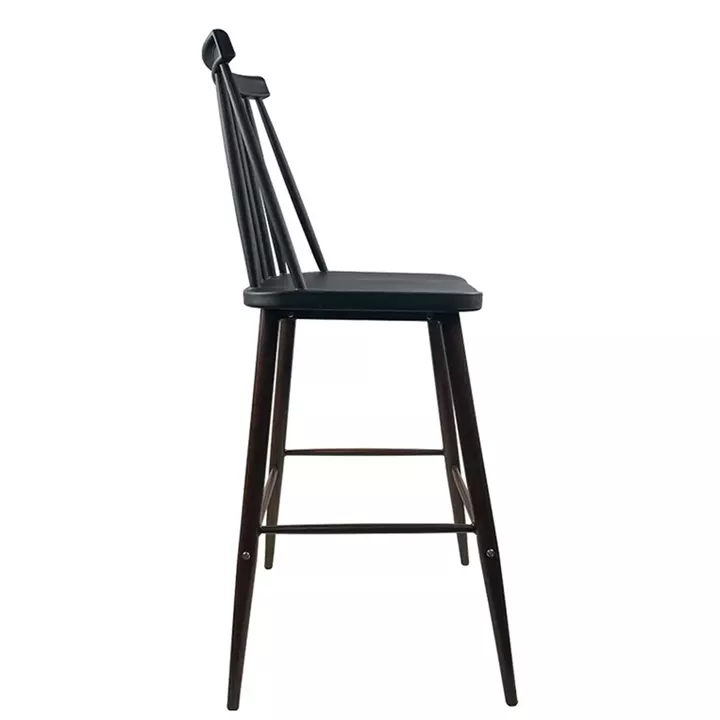 Σκαμπό Bar ArteLibre MARANTA Μαύρο/Καρυδί PP/Μέταλλο 45x46x97cm