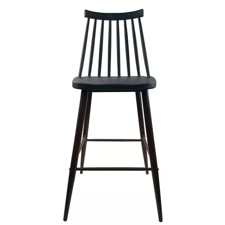 Σκαμπό Bar ArteLibre MARANTA Μαύρο/Καρυδί PP/Μέταλλο 45x46x97cm