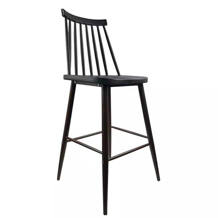 Σκαμπό Bar ArteLibre MARANTA Μαύρο/Καρυδί PP/Μέταλλο 45x46x97cm