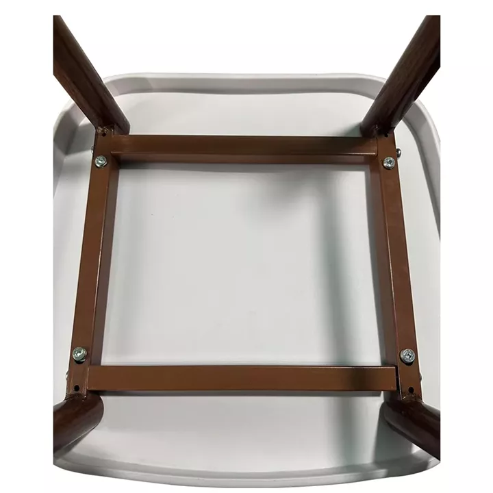 Σκαμπό Bar ArteLibre MARANTA Λευκό/Καρυδί PP/Μέταλλο 45x46x97cm