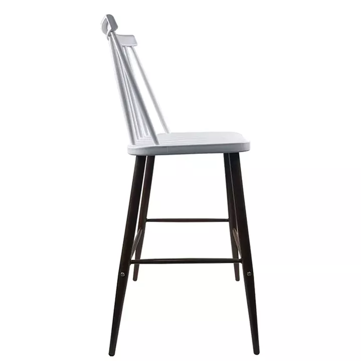 Σκαμπό Bar ArteLibre MARANTA Λευκό/Καρυδί PP/Μέταλλο 45x46x97cm