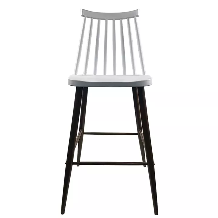 Σκαμπό Bar ArteLibre MARANTA Λευκό/Καρυδί PP/Μέταλλο 45x46x97cm