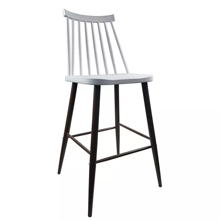 Σκαμπό Bar ArteLibre MARANTA Λευκό/Καρυδί PP/Μέταλλο 45x46x97cm