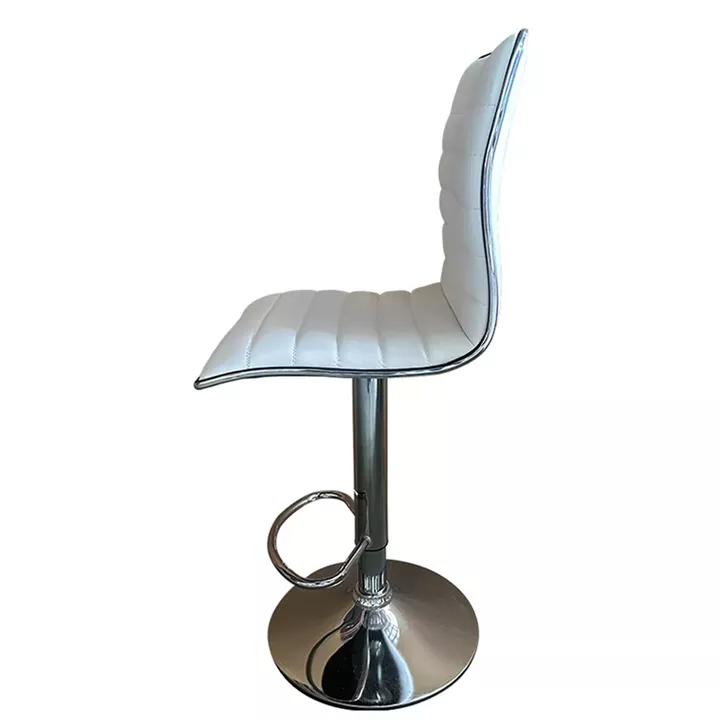 Σκαμπό Bar ArteLibre ENCANTA Λευκό/Χρώμιο PU/Μέταλλο 41x50x59/94-80/115cm