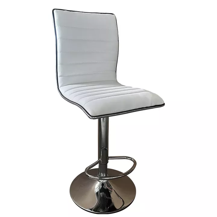 Σκαμπό Bar ArteLibre ENCANTA Λευκό/Χρώμιο PU/Μέταλλο 41x50x59/94-80/115cm