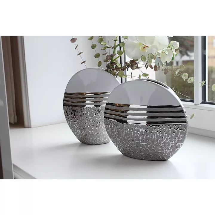 Βάζο ArteLibre Λευκό/Ασημί Κεραμικό 10x20.5x25cm