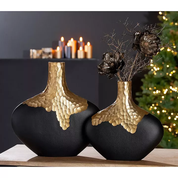 Βάζο ArteLibre Χρυσό/Μαύρο Αλουμίνιο 5x30x30cm