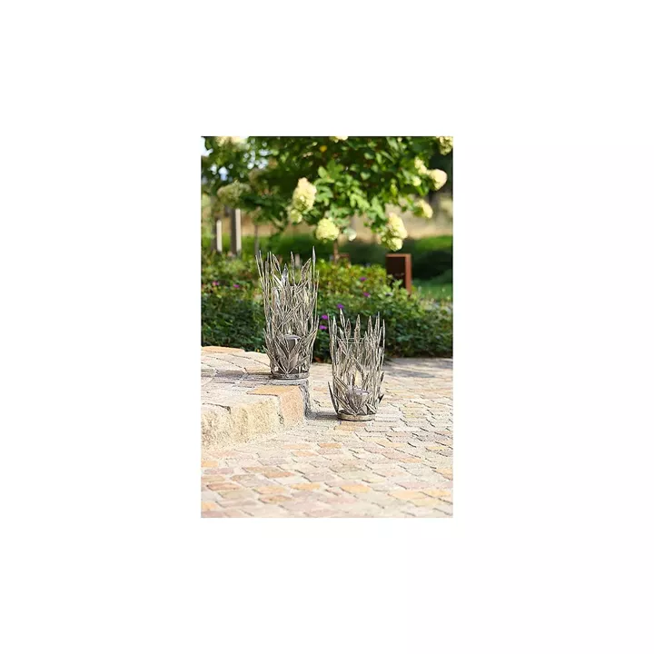 Κηροπήγιο ArteLibre Φυλλωσιά Αντικέ Ασημί Μέταλλο 43cm