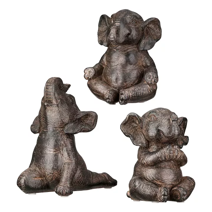  Figure Elephant Synthetic Resin Brown Ποικιλία 3 φορές 10X15X16Cm 10X15X16Cm
