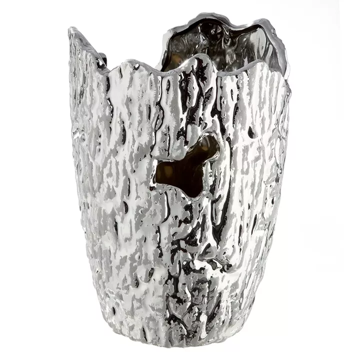  Βάζο Κωνικό Κεραμικό Ασημί Χρώμα D13X19Cm D13X19Cm