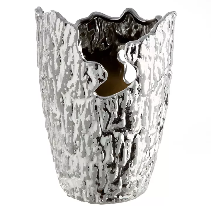  Βάζο Κωνικό Κεραμικό Ασημί Χρώμα D13X19Cm D13X19Cm