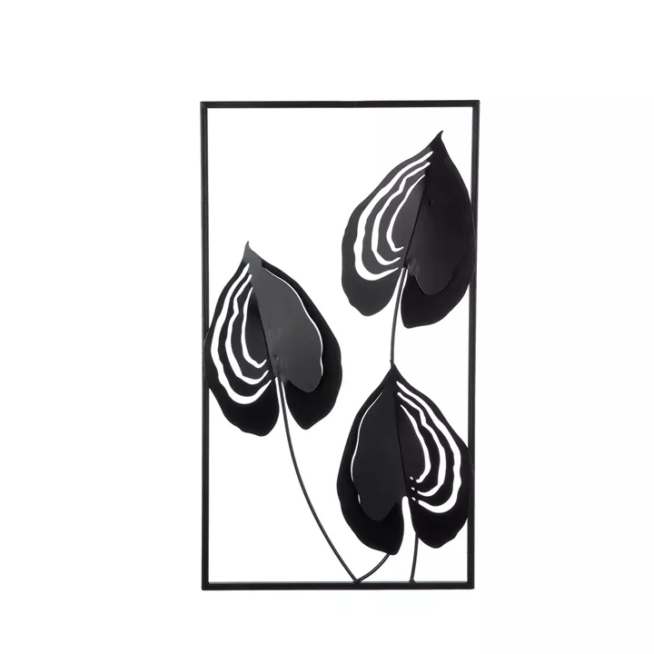  Ανάγλυφο τοίχου μοτίβο φύλλου μεταλλικό μαύρο 2 Ποικιλία 30X2X55Cm 30X2X55Cm