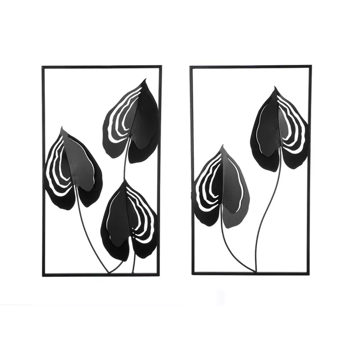  Ανάγλυφο τοίχου μοτίβο φύλλου μεταλλικό μαύρο 2 Ποικιλία 30X2X55Cm 30X2X55Cm