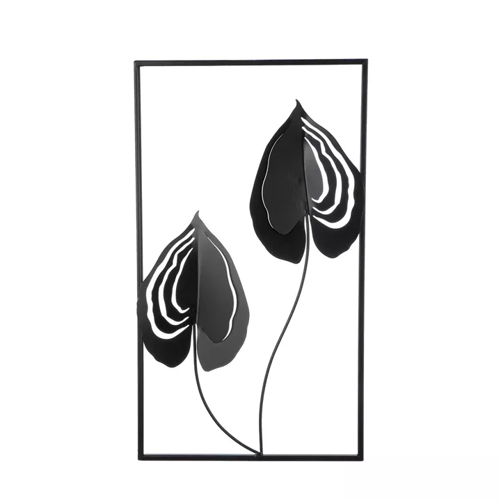 Ανάγλυφο τοίχου Μοτίβο φύλλου μεταλλικό μαύρο 55X2X55Cm 55X2X55Cm