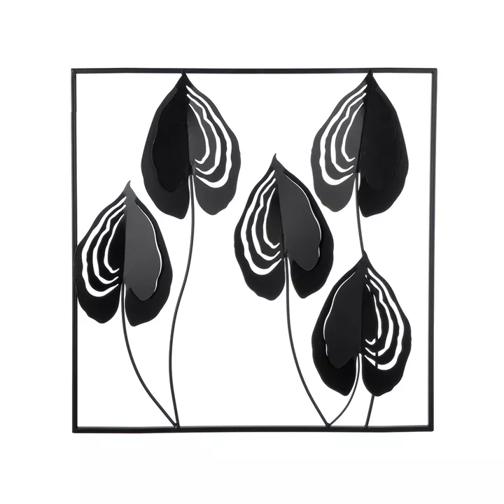 Ανάγλυφο τοίχου Μοτίβο φύλλου μεταλλικό μαύρο 55X2X55Cm 55X2X55Cm