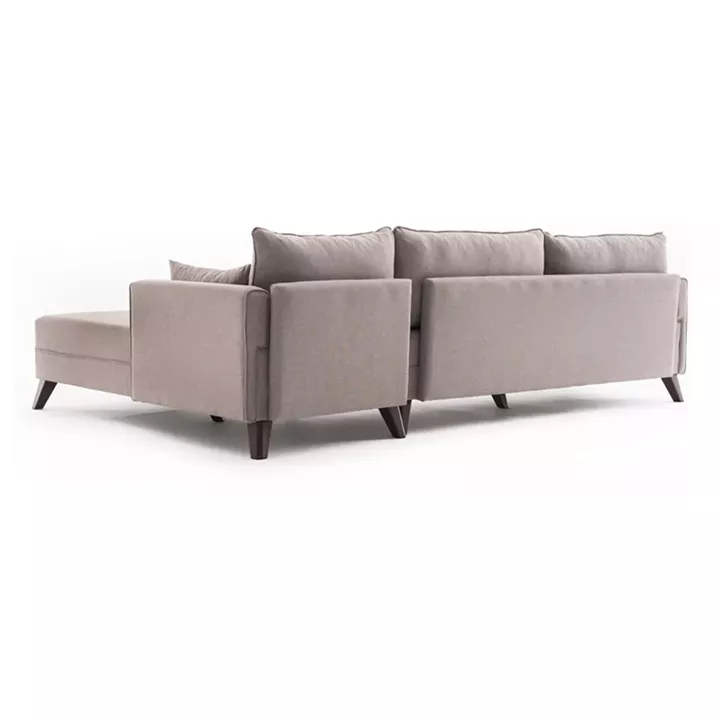 Γωνιακός καναπές Bella Megapap δεξιά γωνία υφασμάτινος χρώμα κρεμ 275x165x85εκ.