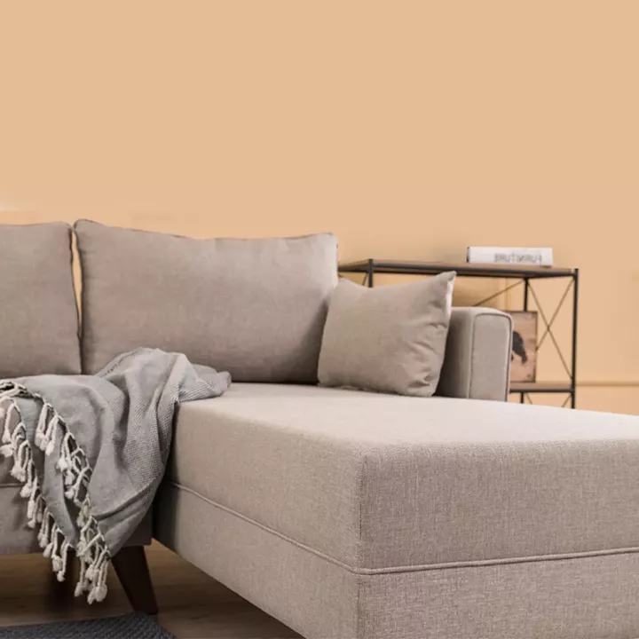 Γωνιακός καναπές Bella Megapap δεξιά γωνία υφασμάτινος χρώμα κρεμ 275x165x85εκ.
