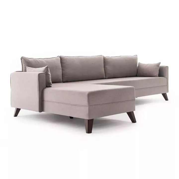 Γωνιακός καναπές Bella Megapap αριστερή γωνία υφασμάτινος χρώμα κρεμ 275x165x85εκ.