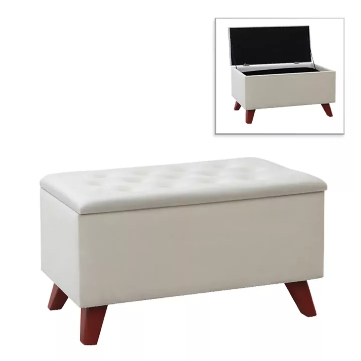 Σκαμπώ - Ταμπουρέ Lotus Megapap βελούδινο χρώμα μπεζ 90x40x50εκ.