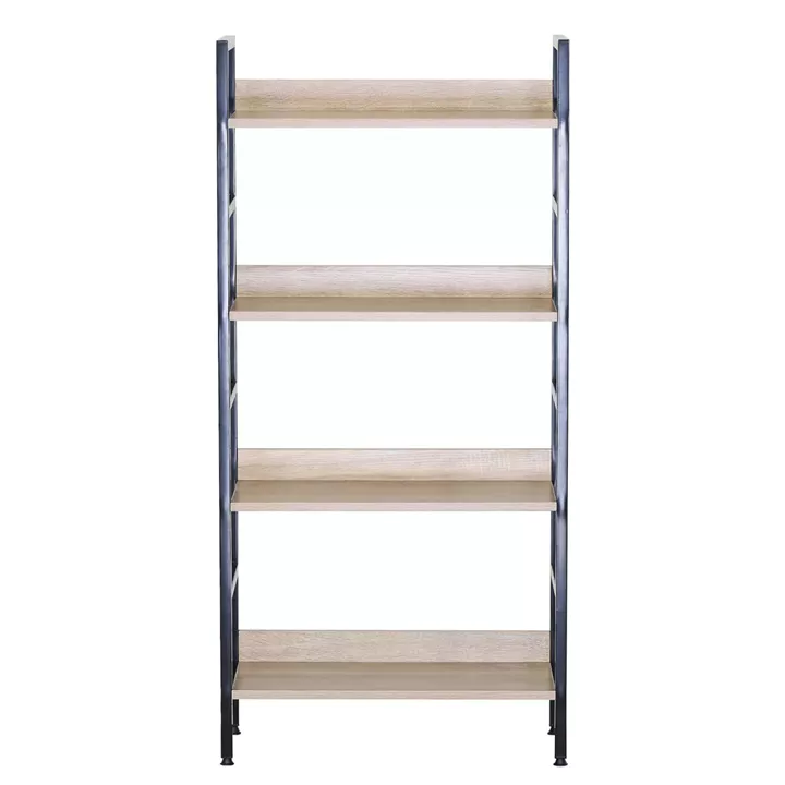 Ραφιέρα ArteLibre TYNDALL Με 4 Ράφια 60X27.6X126cm Δρυς/Μαύρο Μοριοσανίδα/Μέταλλο