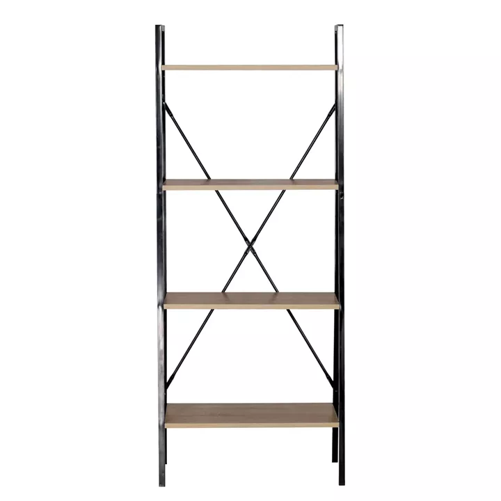 Ραφιέρα ArteLibre NORWYN Δρυς/Μαύρο Μοριοσανίδα/Μέταλλο 60x32.5x148cm