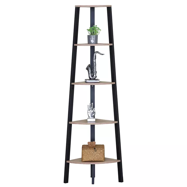 Βιβλιοθήκη ArteLibre PENDRYN Δρυς/Μαύρο Μοριοσανίδα/Μέταλλο 53.4x37.8x160.3cm