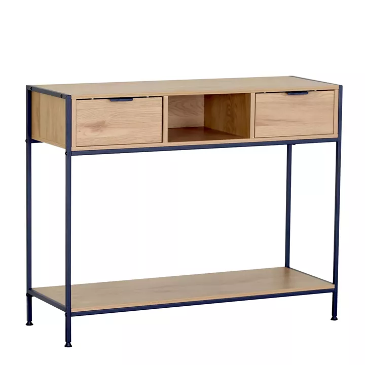 Κονσόλα ArteLibre WEXLEY Δρυς/Μαύρο Μοριοσανίδα/Μέταλλο 100x35x80cm