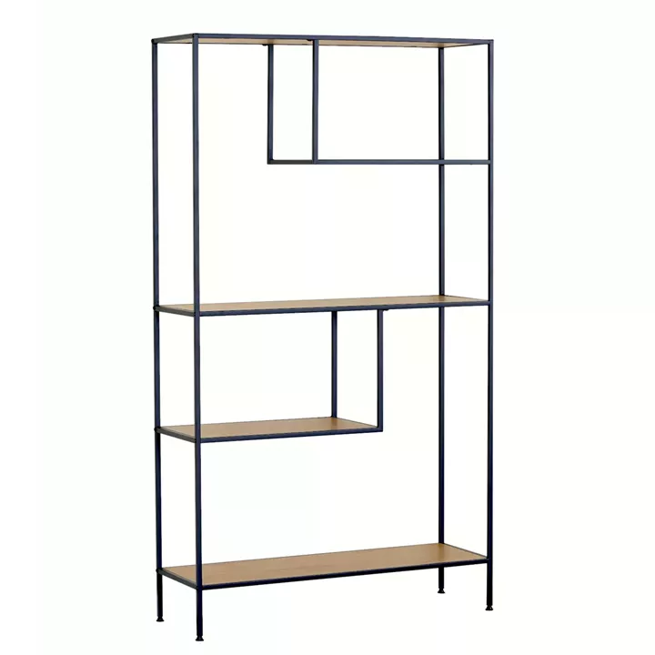 Βιβλιοθήκη ArteLibre YARWOOD Δρυς/Μαύρο Μοριοσανίδα/Μέταλλο 100x33x178cm