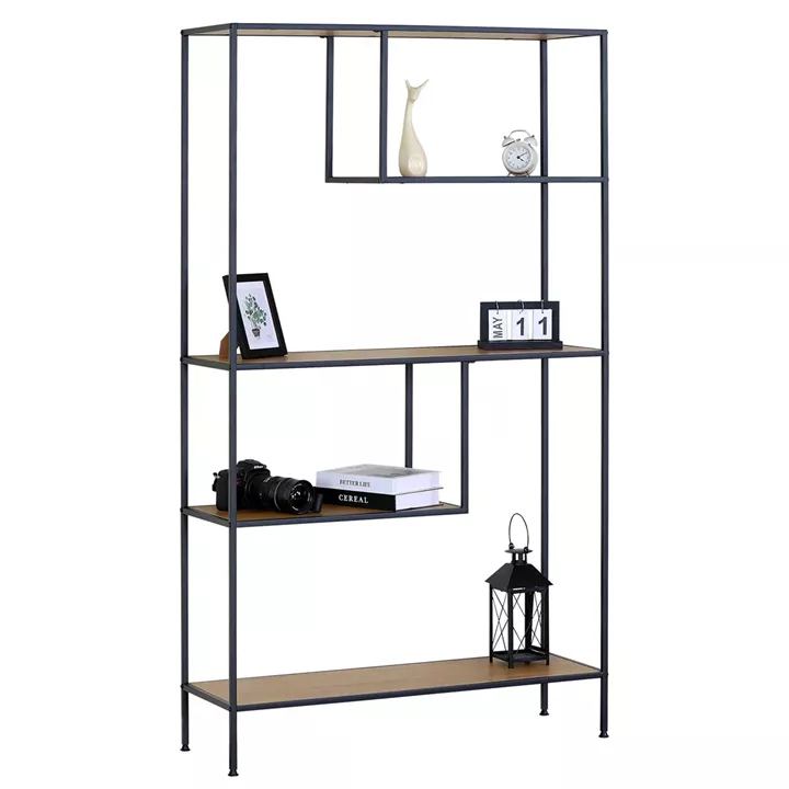 Βιβλιοθήκη ArteLibre YARWOOD Δρυς/Μαύρο Μοριοσανίδα/Μέταλλο 100x33x178cm