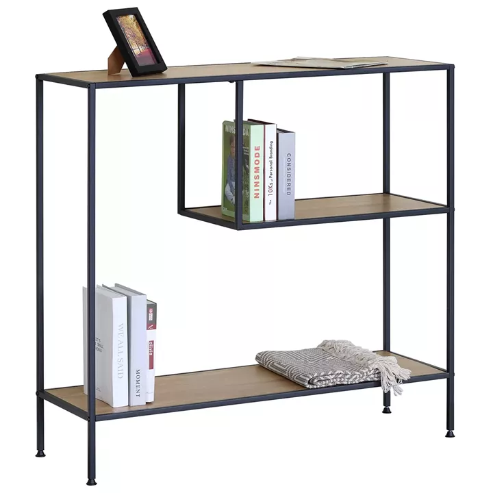 Βιβλιοθήκη ArteLibre YARWOOD Δρυς/Μαύρο Μοριοσανίδα/Μέταλλο 100x33x96cm