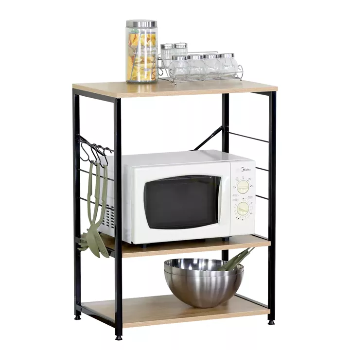 Ραφιέρα Κουζίνας ArteLibre FAIRWYN Δρυς/Μαύρο Μοριοσανίδα/Μέταλλο 60x40x82cm