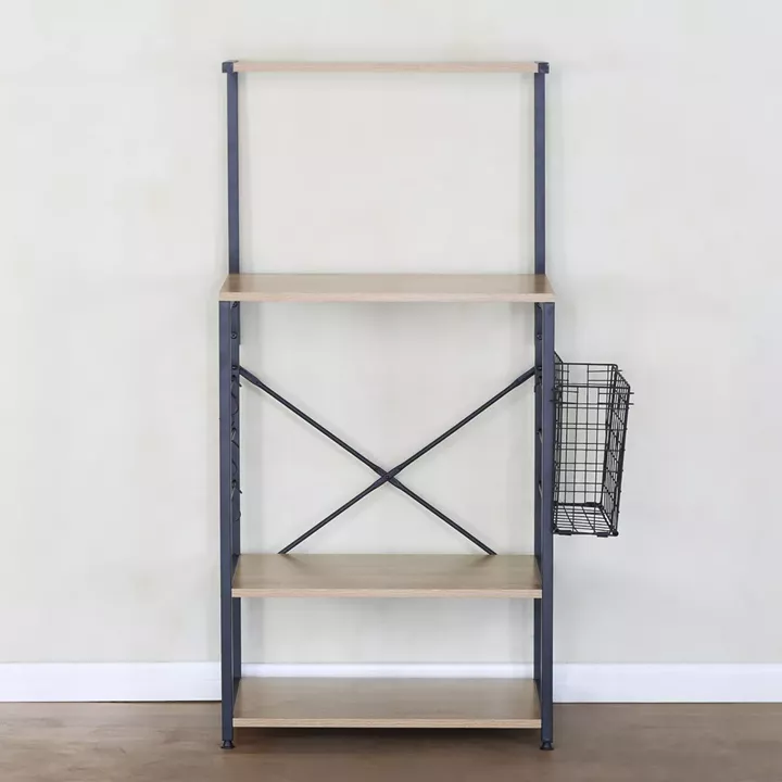 Ραφιέρα Κουζίνας ArteLibre GRANTHAM Δρυς/Μαύρο Μοριοσανίδα/Μέταλλο 60x40x123cm