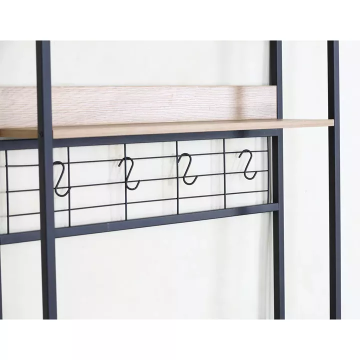 Ραφιέρα Κουζίνας ArteLibre INVERMERE Δρυς/Μαύρο Μοριοσανίδα/Μέταλλο 80x40x170cm