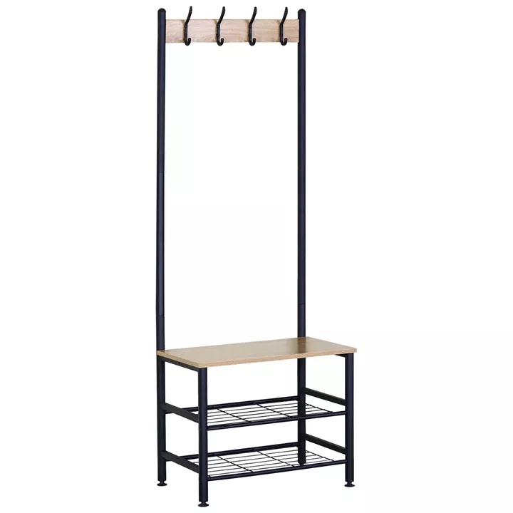 Έπιπλο Εισόδου ArteLibre LANGWOOD Δρυς/Μαύρο Μοριοσανίδα/Μέταλλο 60x40x175cm