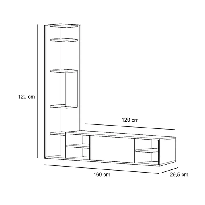 Έπιπλο τηλεόρασης Pera Megapap χρώμα λευκό 160x29,5x120εκ.