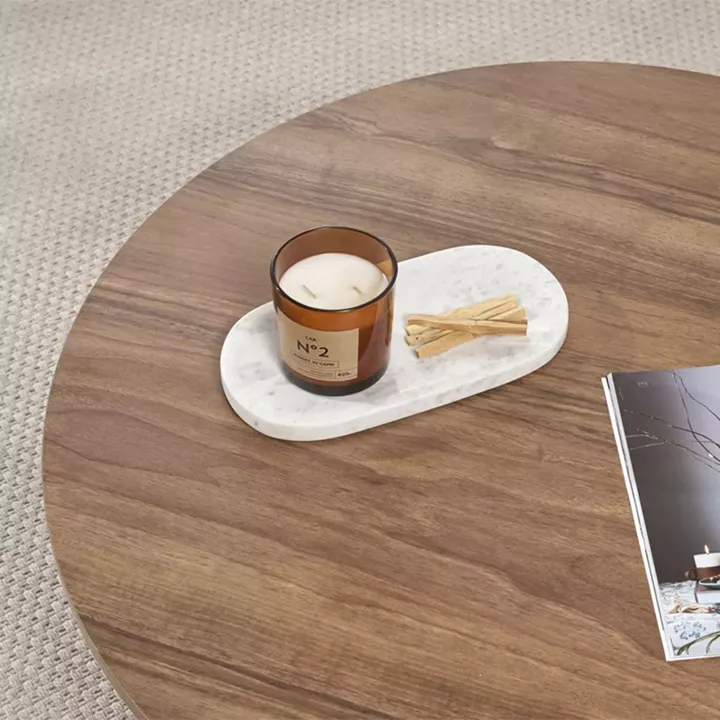 Τραπεζάκι σαλονιού Soleil Megapap χρώμα καρυδί Ø90x40εκ.