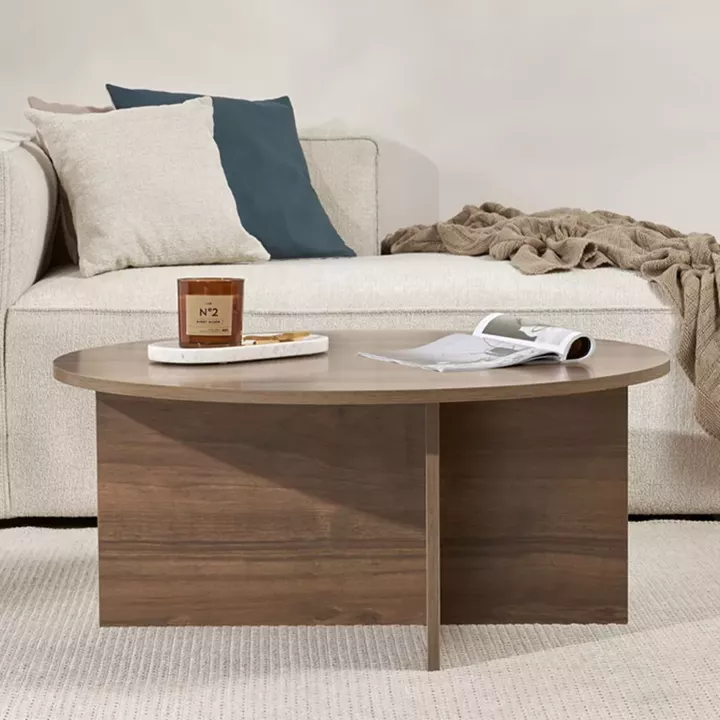 Τραπεζάκι σαλονιού Soleil Megapap χρώμα καρυδί Ø90x40εκ.