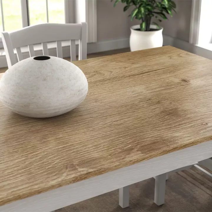 Τραπέζι Fira Megapap χρώμα λευκό - φυσικό οξιάς 180x90x78εκ.